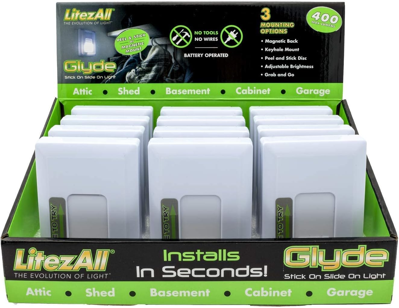 Get Discount 70% Price LitezAll Glyde Wireless Night Light Switch (12-Pack) w/ 400 Lumen - Portable COB Led Battery Operated Wall Lights - Cordless Stick on Light for Closets, Cabinets, Pantry, Kitchen & Tool Sheds Black Friday - 60% OFF LitezAll Glyde Wireless Night Light Switch (12-Pack) w/ 400 Lumen - Portable COB Led Battery Operated Wall Lights - Cordless Stick on Light for Closets, Cabinets, Pantry, Kitchen & Tool Sheds