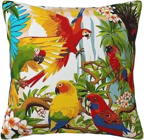 ChangQingArt Fundas de almohada de lino y algodón de 18 x 18 pulgadas, fundas de cojín cuadradas para sofá cama