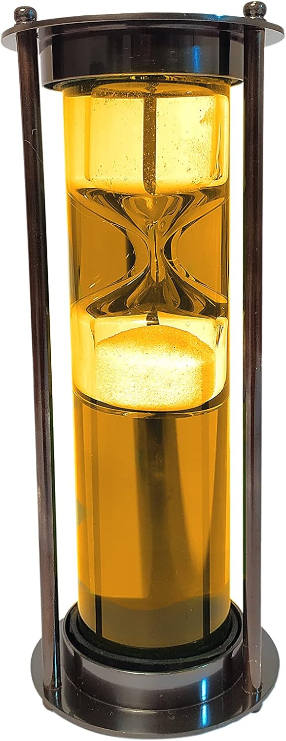 7 Inch Colourful Water Filled Tube Floating Sand Timer Hourglass - Handmade Rustic Décor, for Home and Office Desk Decoration (Orange)