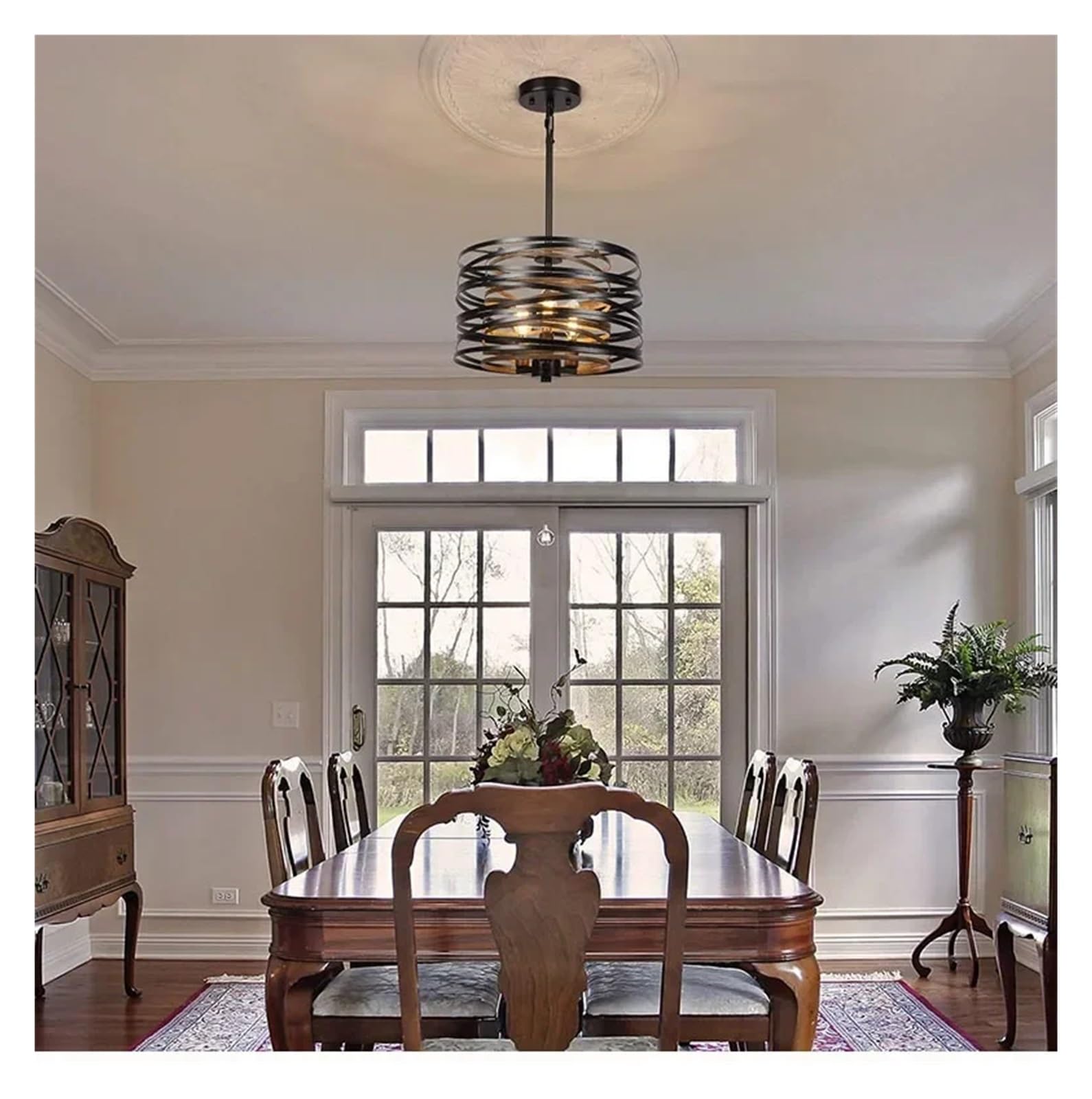 LED Nordic Industrial Style Restaurant Bedroom Light Creative Personality bar Modern Minimalist Iron Chandelier, for Bedroom(Three-Color Light,Diameter 50cm)