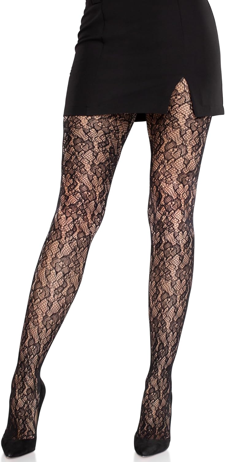 Leg Avenue womens Camellia Lace Tights Black One Size