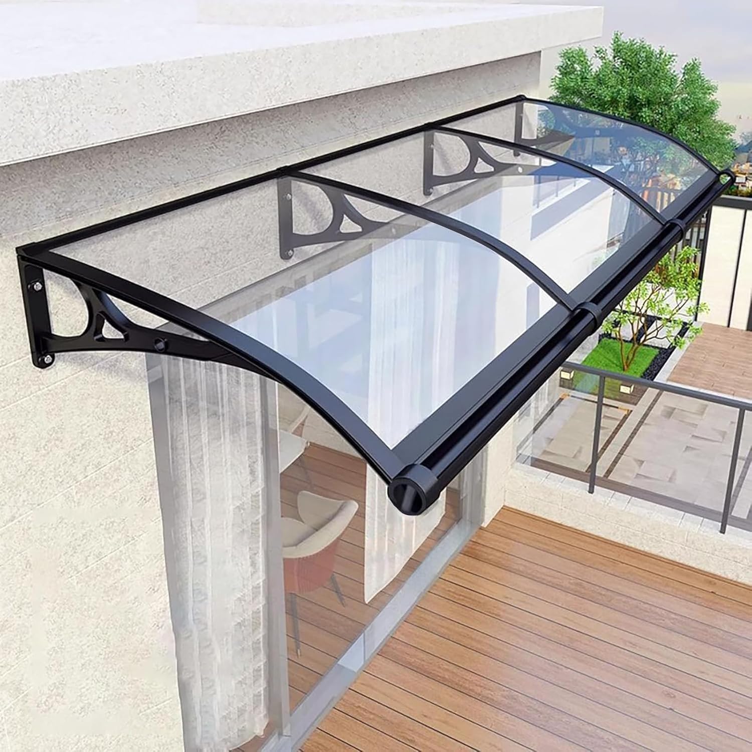 DLLDQBD Door Awnings Exterior, Polycarbonate Cover Awnings, Rain Shelter For Doors Entrance, Door Canopy Window Awning W/Large Sink(Size:100x300cm,Color:D)