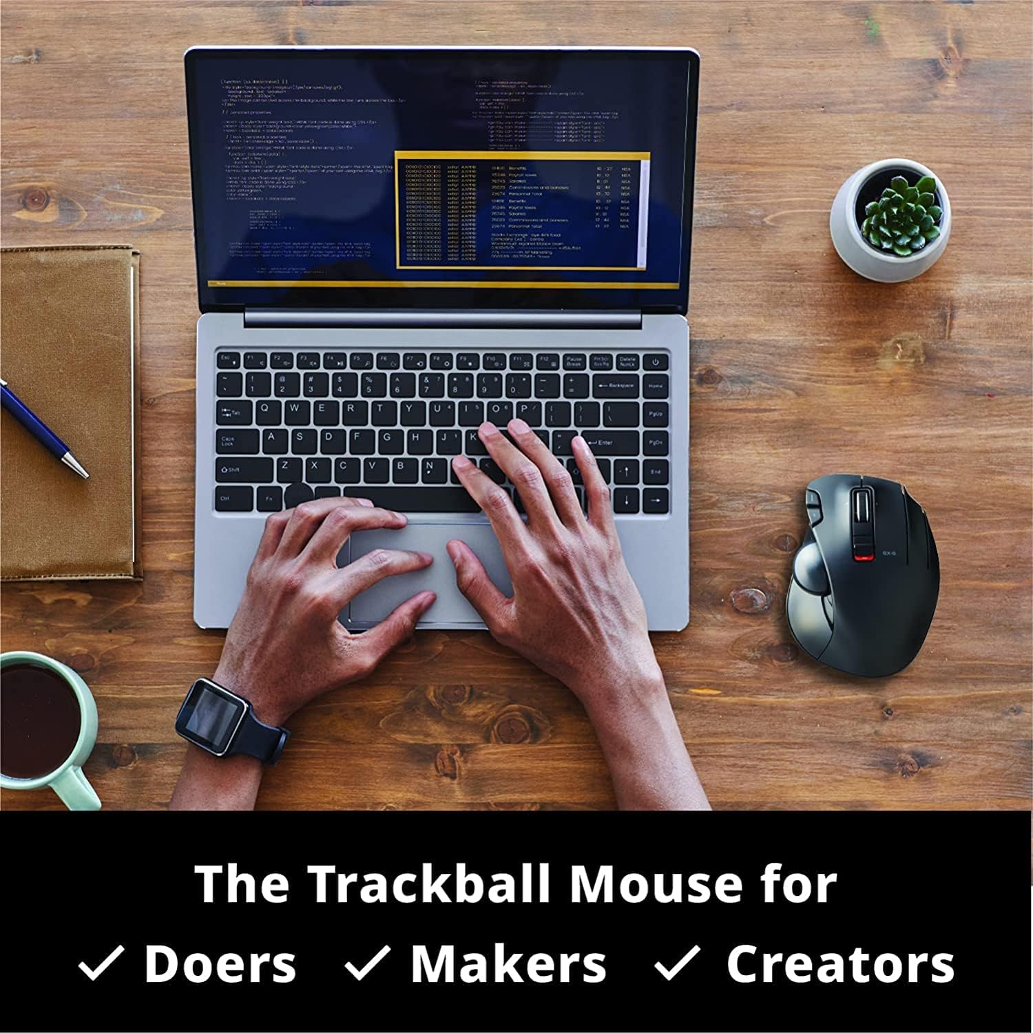 ELECOM EX-G Trackball Mouse, Thumb Control, 2.4GHz Wireless, Sculpted Ergonomic Design, 5-Button Function with Smooth Tracking, Ergonomic Design, Windows11, macOS (M-XT2DRBK)