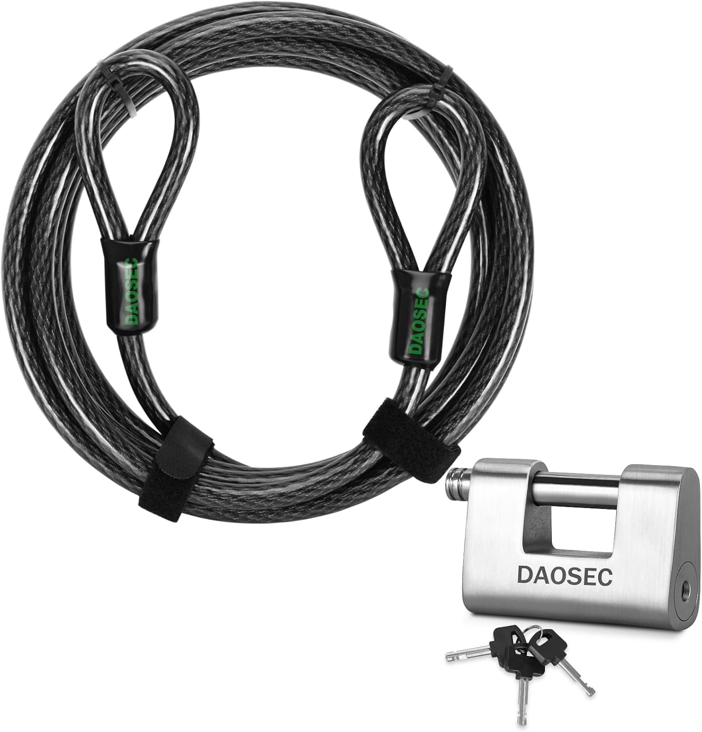 DAOSEC 15Foot Security Cable and 1/2inch (12 mm) Thick Stainless