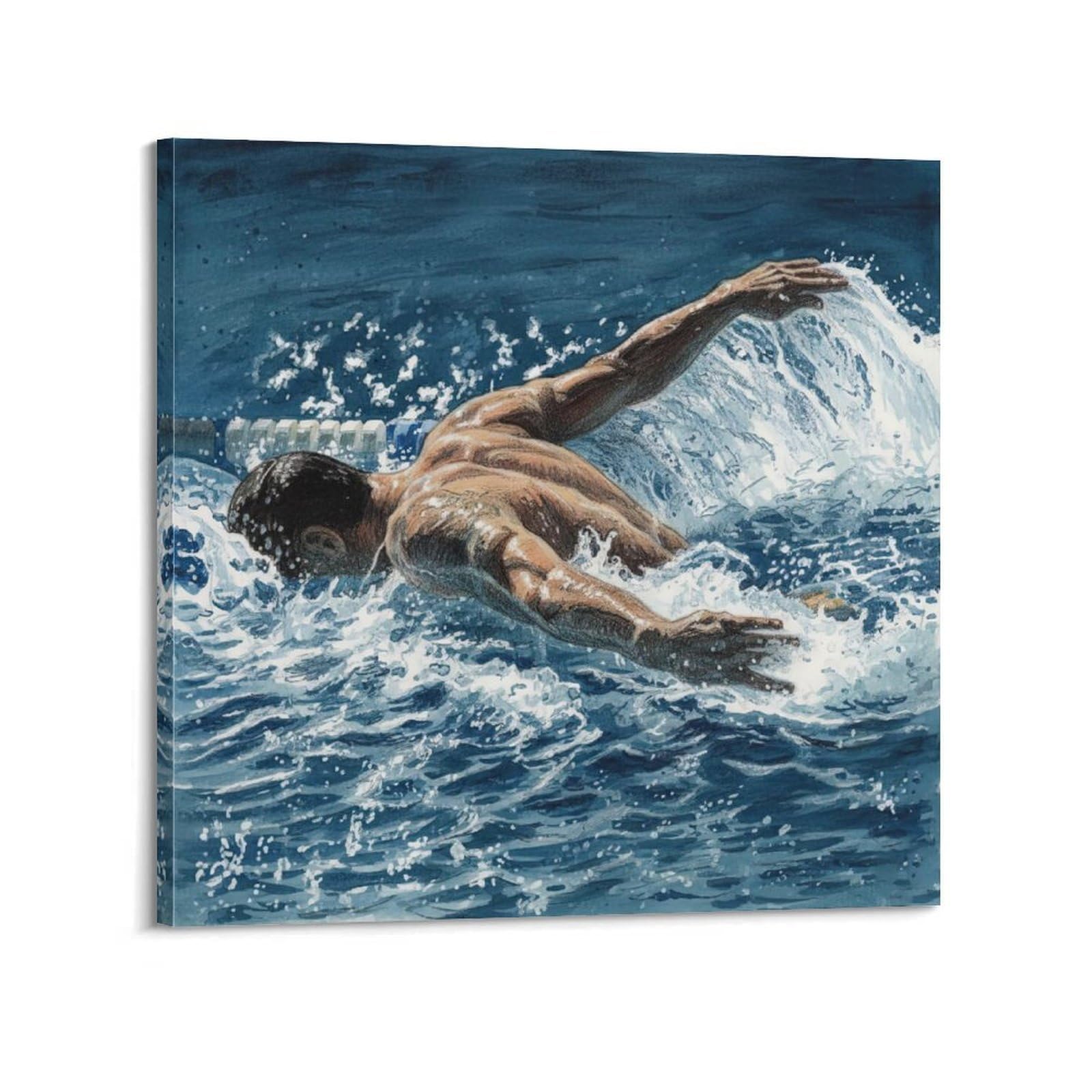 OKAHYS Extreme Sports Poster Swimming Vintage Artwork Decorative Painting Canvas Wall Artworks Picture 12x12inch(30x30cm)