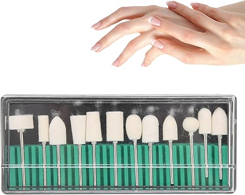 12 piezas de fieltro de lana para mujer, pulido de uñas, juego de brocas de uñas, accesorio para pulir, rueda de pulido, cabezales de archivo