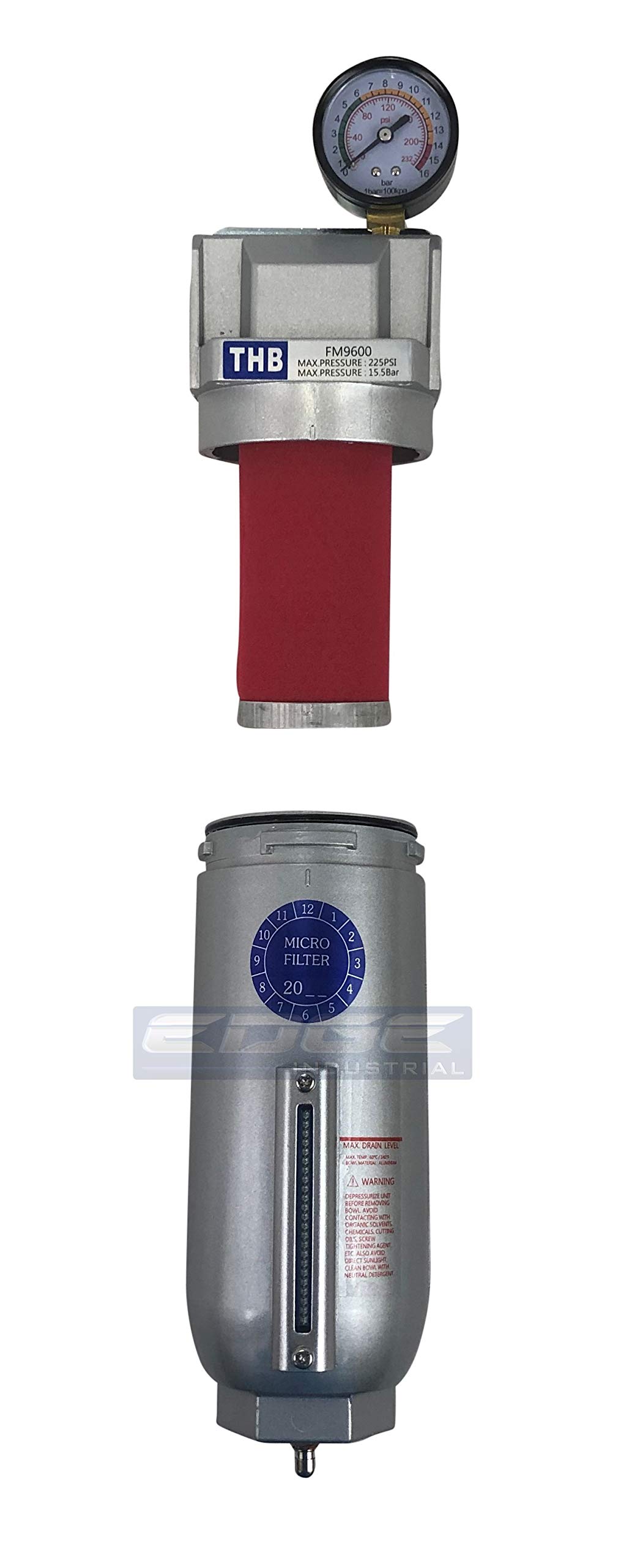 Wytrzymały filtr do gotowania klasy przemysłowej z elementem 0,01 U, metalowa miska 325 ml, usuwa 99,98% wilgoci, pary i oleju z przewodów sprężonego powietrza, ręczny odpływ (miska