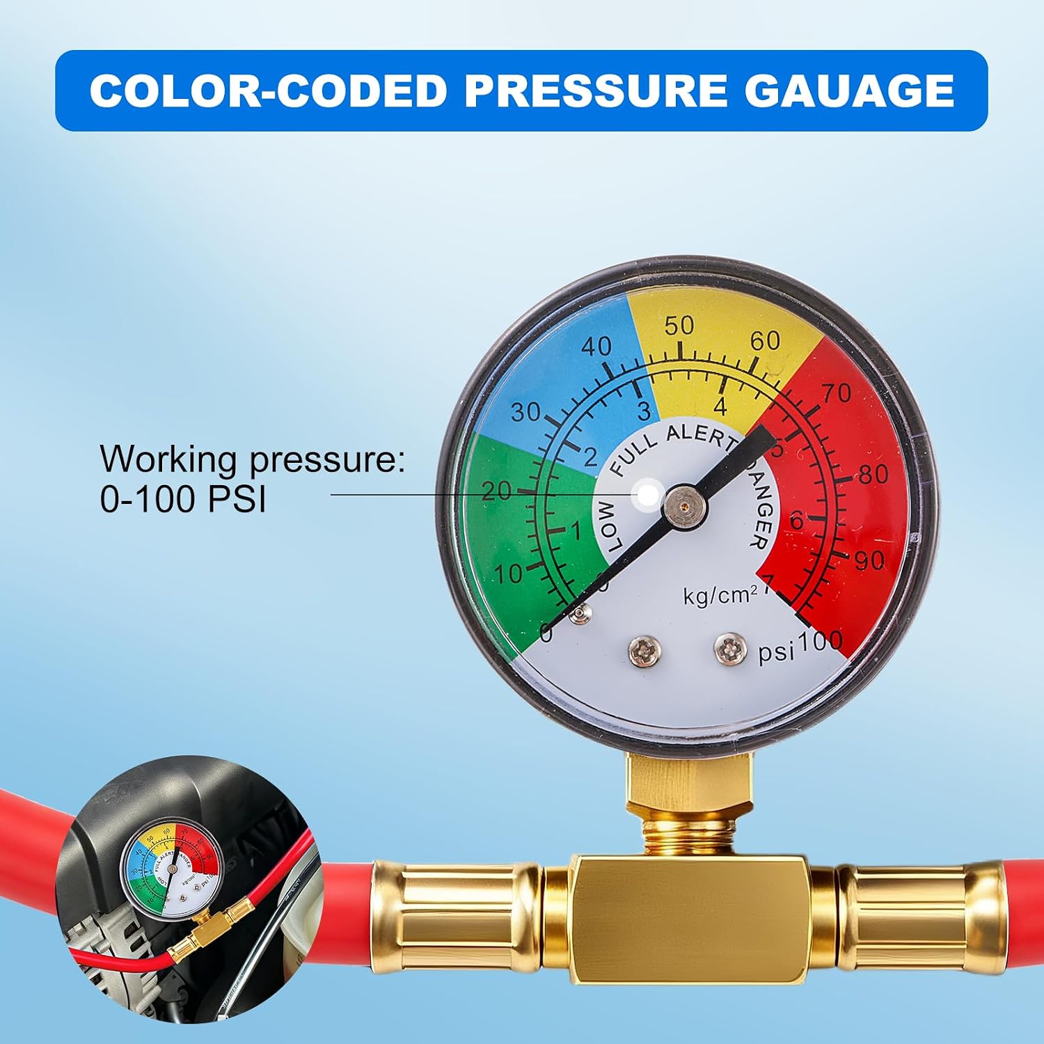 R1234YF Refrigerant Charge Hose with 1/2 LH Self-Sealing Can Tap