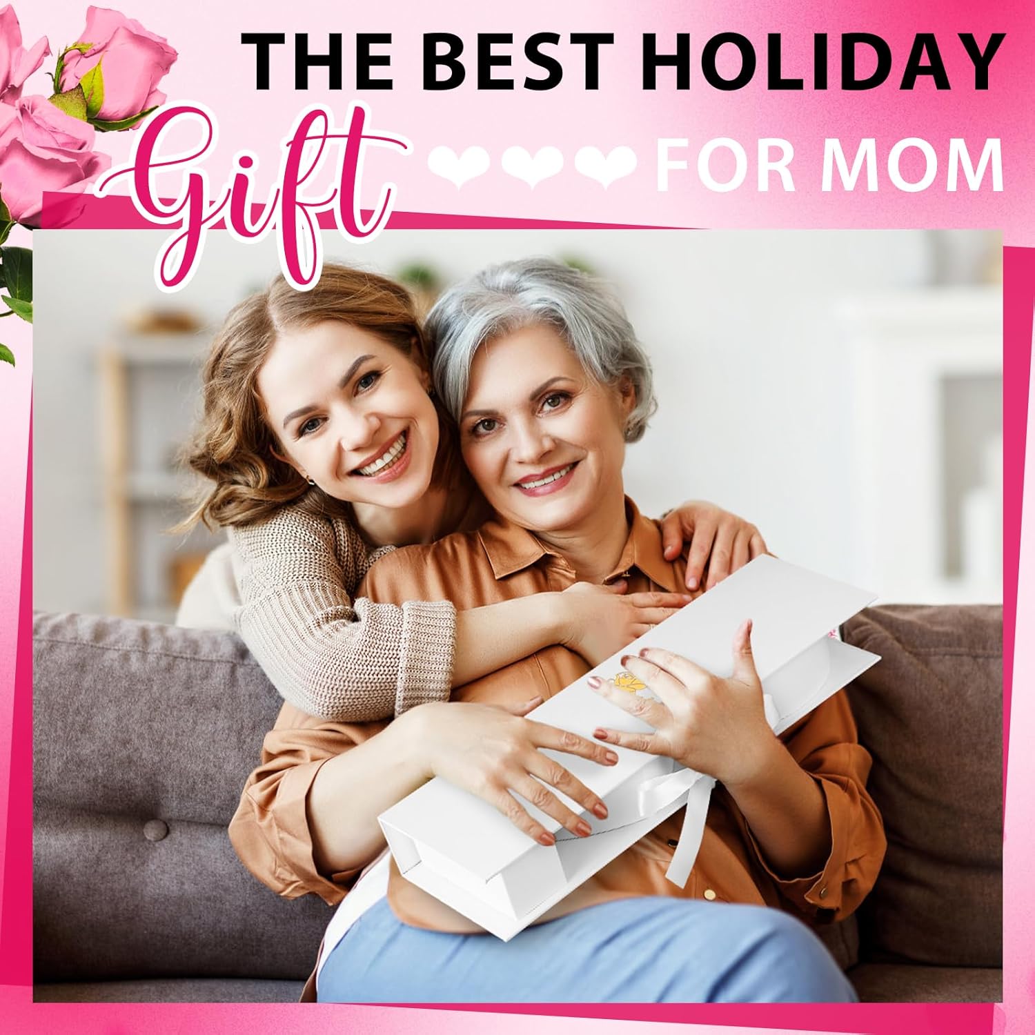 PYQTH 4 Pack Empty Mom Box for Flowers Mothers Day Flower Gift Boxes Thicker Letter Shaped Gift Box Fillable Chocolate Candy Packaging Boxes for Mother's Day Birthday (White)