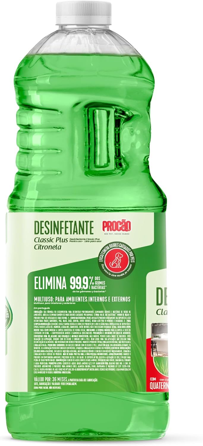 PROCÃO Desinfetante Classic Plus Citronela 2 Litros - Bactericida