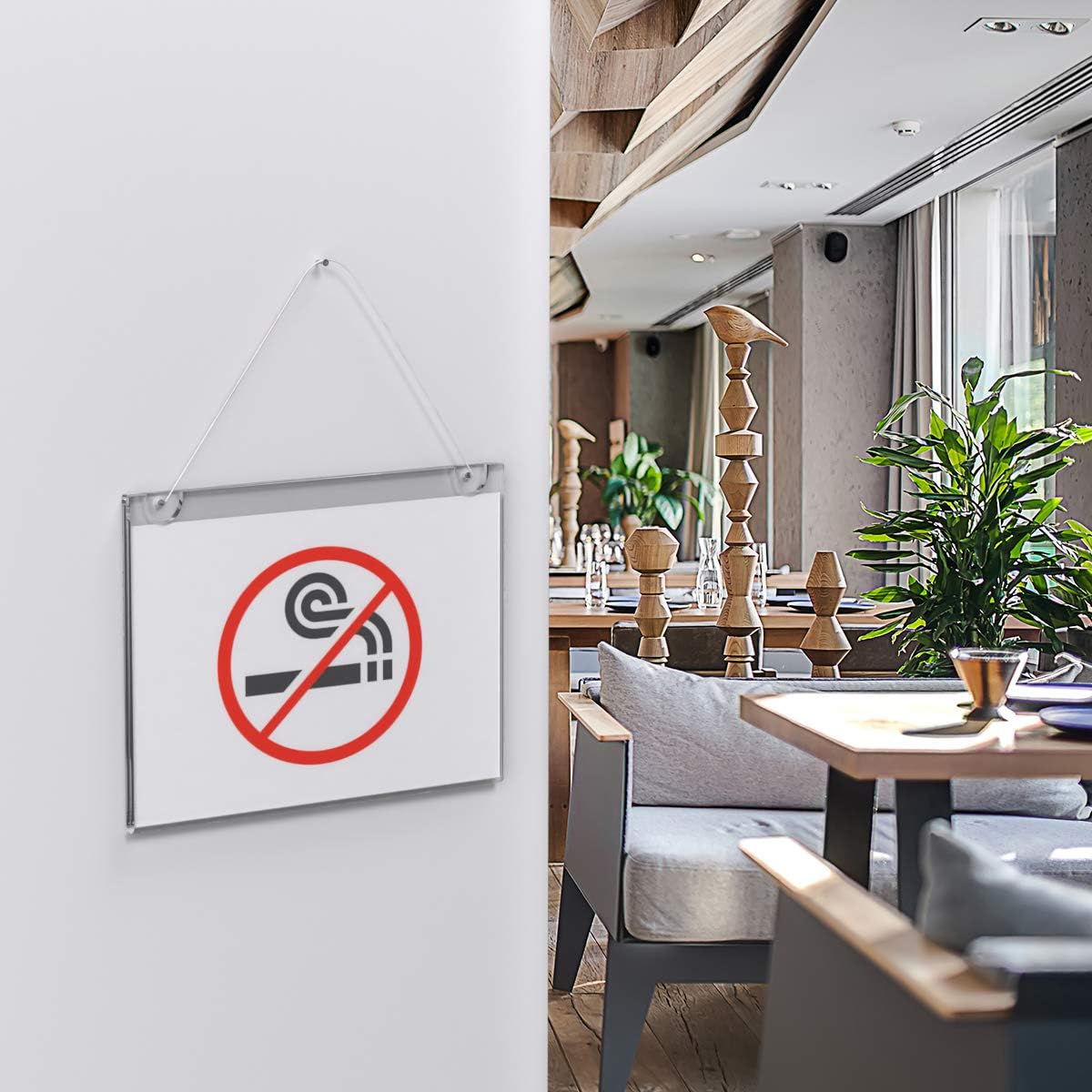 HIIMIEI Acrylic Wall Mount Sign Holder 8.5 x 11 Inches Horizontal 6 Pack , Clear Paper Document Holder, Wall Mount Ad Frame with 3m Tape Adhesives & Screws : Office Products