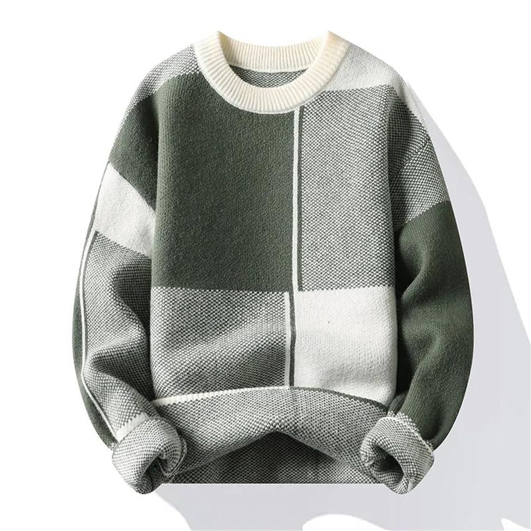 Męski sweter na co dzień ciepły sweter z dzianiny patchworkowy sweter z dzianiny luźny sweter