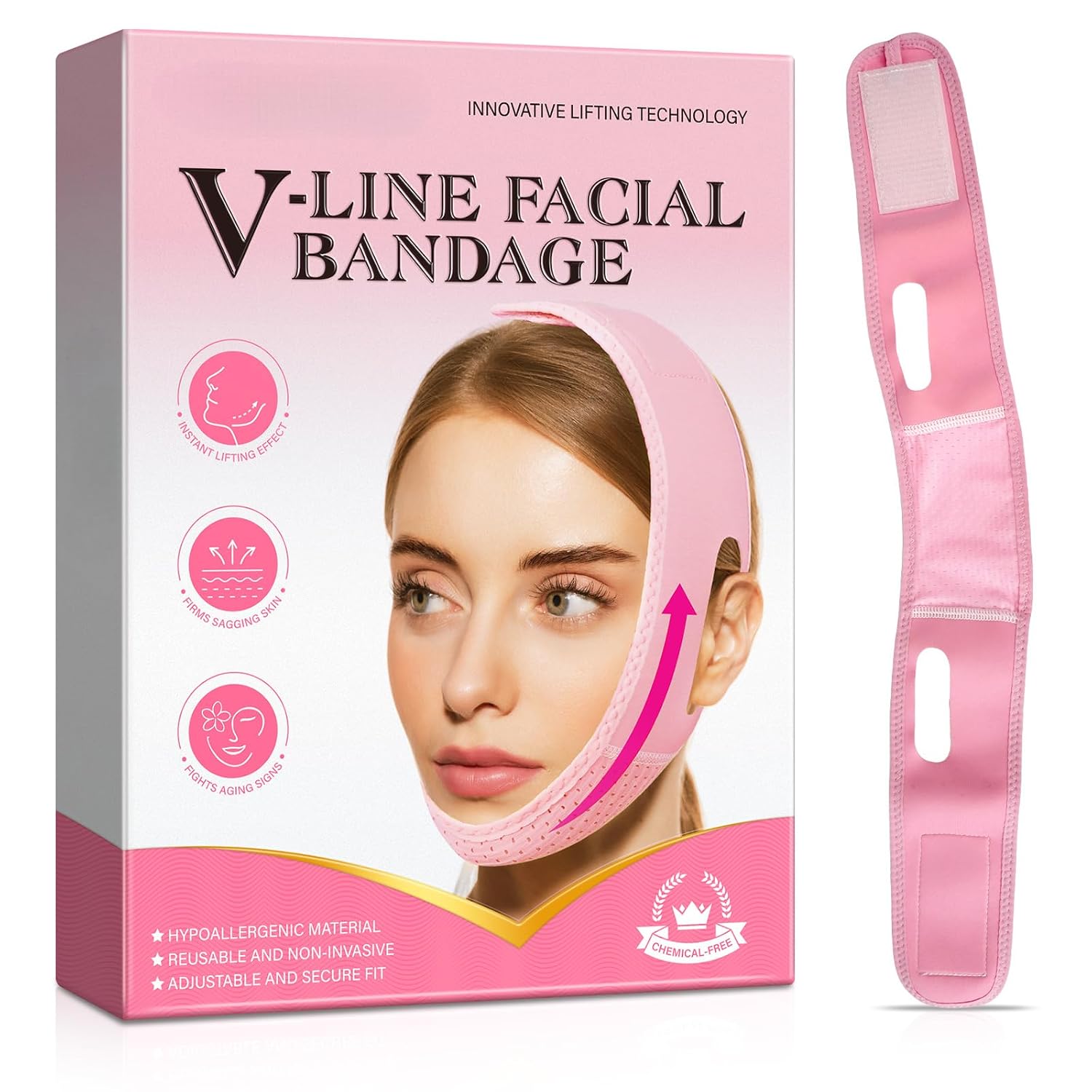 Reusable V Line Lifting Mask Facial Slimming Strap, Facial Bandage Firms Sagging Skin, Double Chin Reducer, Face Lift Prevent Sagging.