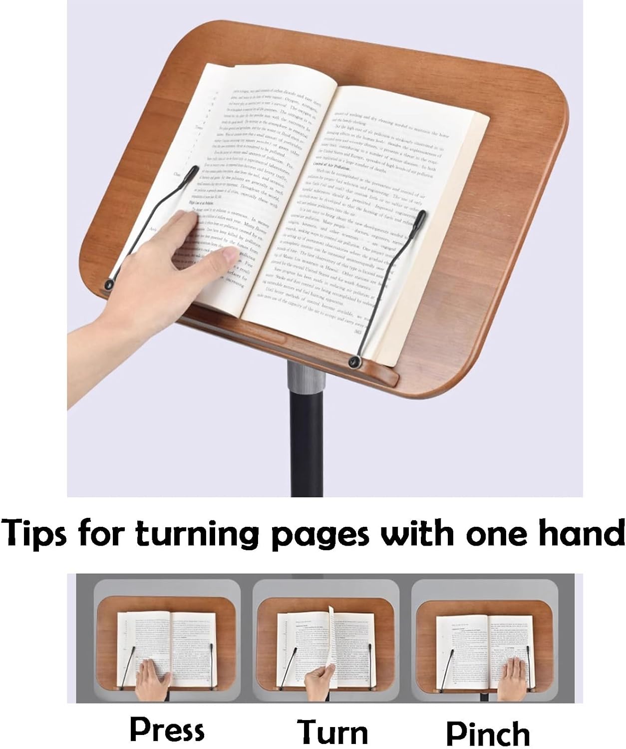 Adjustable Height and Angle Floor Book Stand, Recipe Shelf for Speech, Weddings, Classroom, Music Room, Home Use