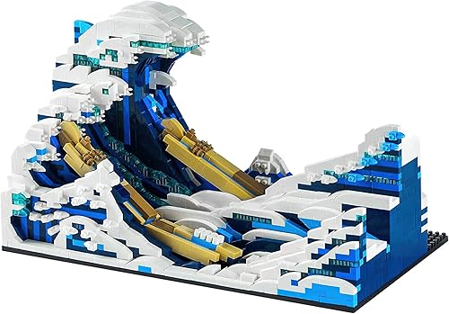 MACTANO The Great Wave - Juego de bloques de construcción micro para adultos Kanagawa Surfs Waves Home Decor Model Toys Kit de construcción