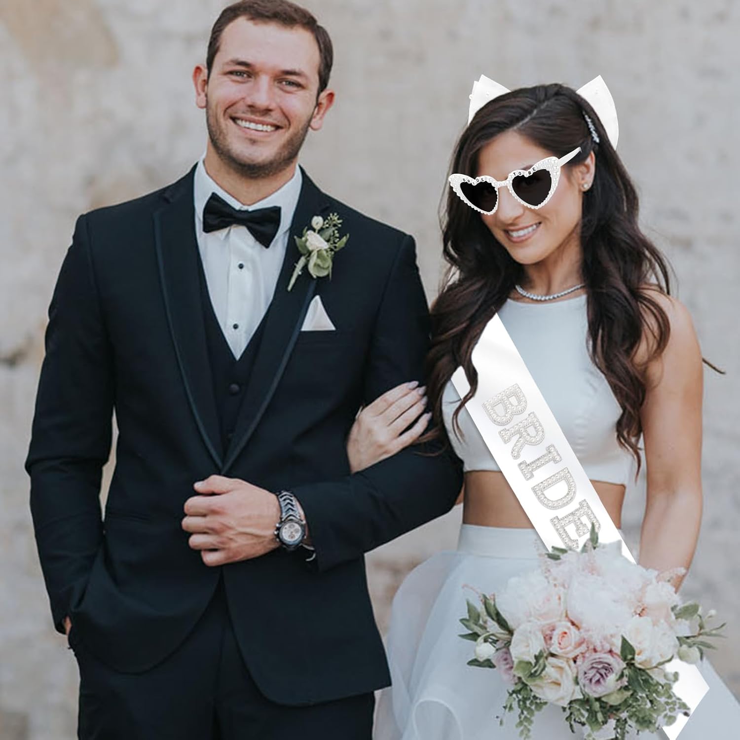 Chanaco Bride Sash Bachelorette Party Accessories Bride to Be Sunglasses Wedding Bow Veil Engagement Decorations