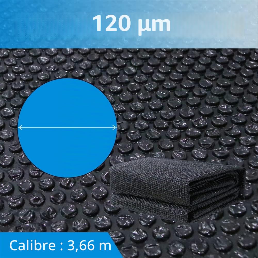 Melko Film solaire pour piscine - Diamètre : 366 cm - Pour une conservation efficace de la chaleur - Bâche solaire - Œillets - Couverture solaire en PVC - Noir