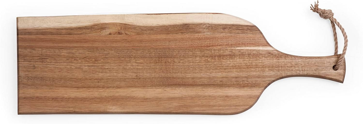 PICNIC TIME NHL Seattle Kraken Artisan 24" Acacia Charcuterie Board with Raw Wood Edge, Cheese Board, Serving Platter, (Acacia Wood)