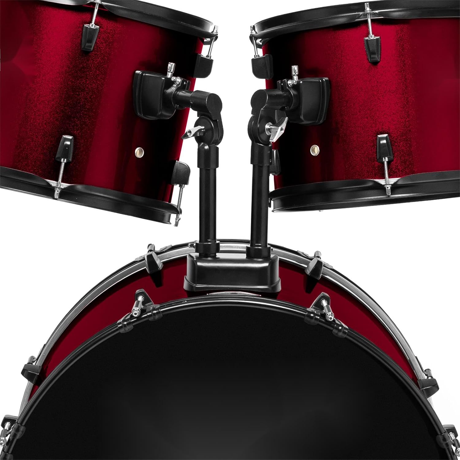 5-Piece Complete Full Size Adult Drum Set with Remo Batter Heads - Red (Red)