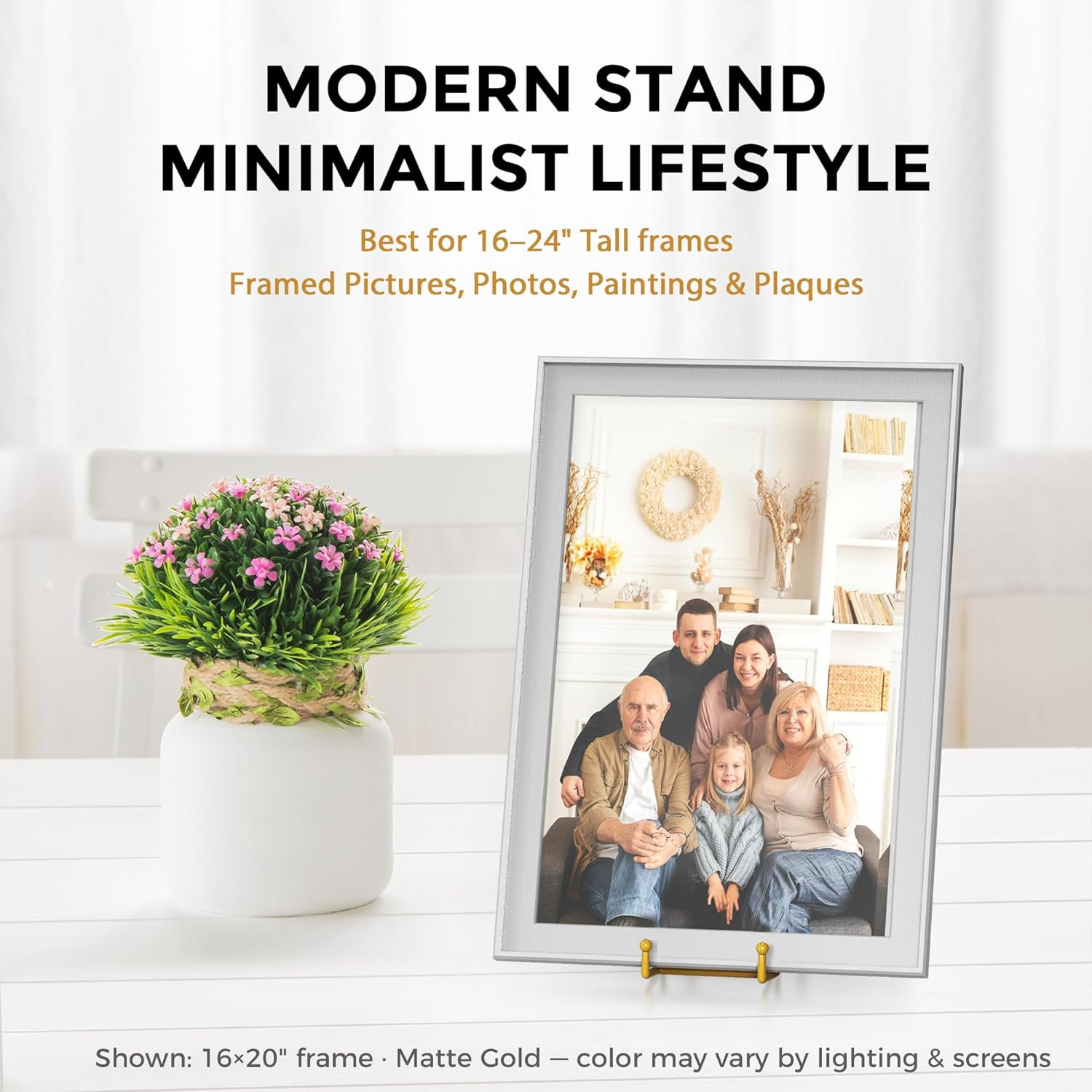 TR-LIFE 12 Inch Large Plate Stands/holder for Display - Metal Picture Frame Holder Stand + Small Easels for Platter, Book, Plaques, Photo, Tabletop Art (Gold 2 Pack) thumbnail