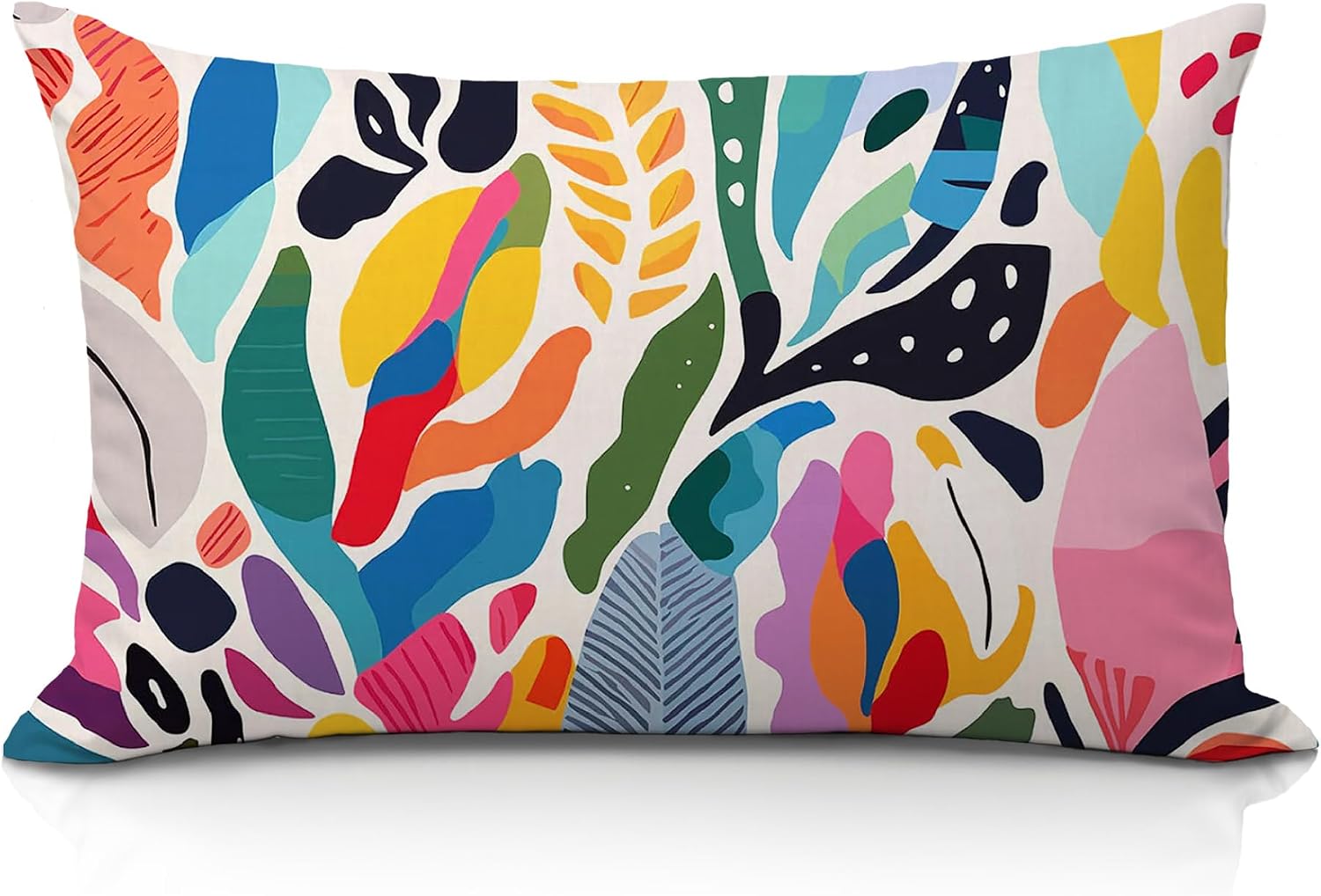Abstract Boho Colorful Leaf 12x20 Pillow Cover, Mid Century Modern Vibrant Plant Lumbar Pillow Covers Decorative for Sofa Couch Home Bedroom Living Room