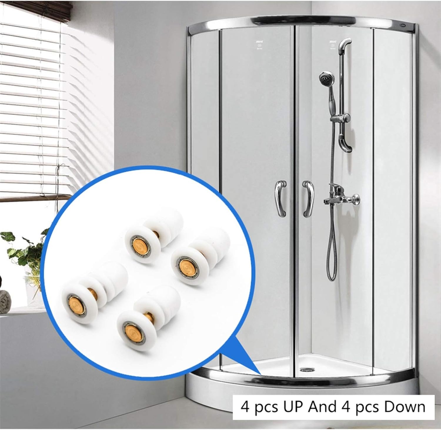 SBTRKT 4pcs-8pcs/Set Straight ABS Plastic Sliding Door Pulley, Diameter 19mm-27mm, Shower Glass Door Pulley, Hardware Spare Parts Roller (Color : 8PCS-Diameter 19MM)