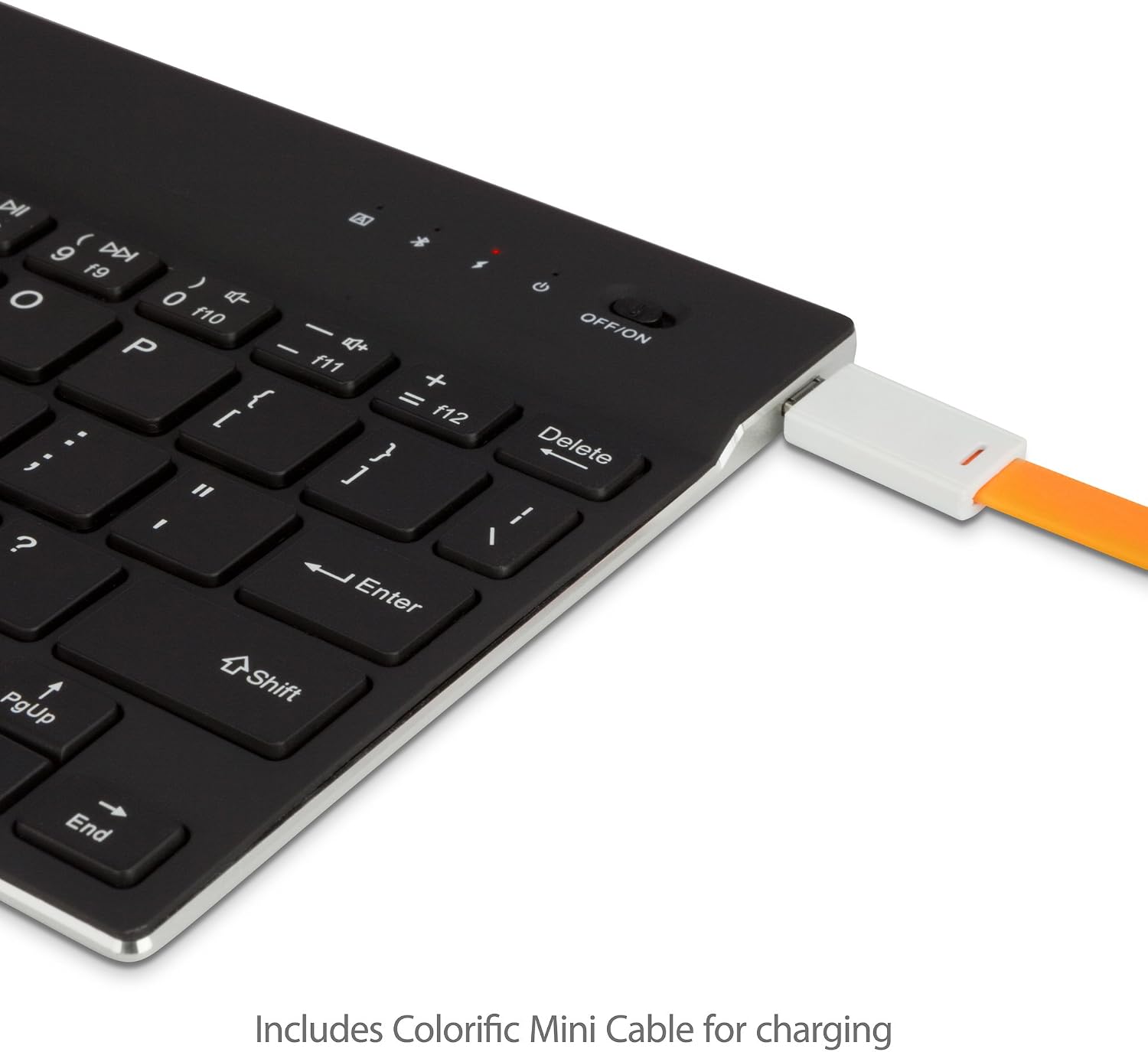 BoxWave Keyboard Compatible with OnePlus One - SlimKeys Bluetooth Keyboard - with Backlight, Portable Slim LED 7 Colors - Jet Black