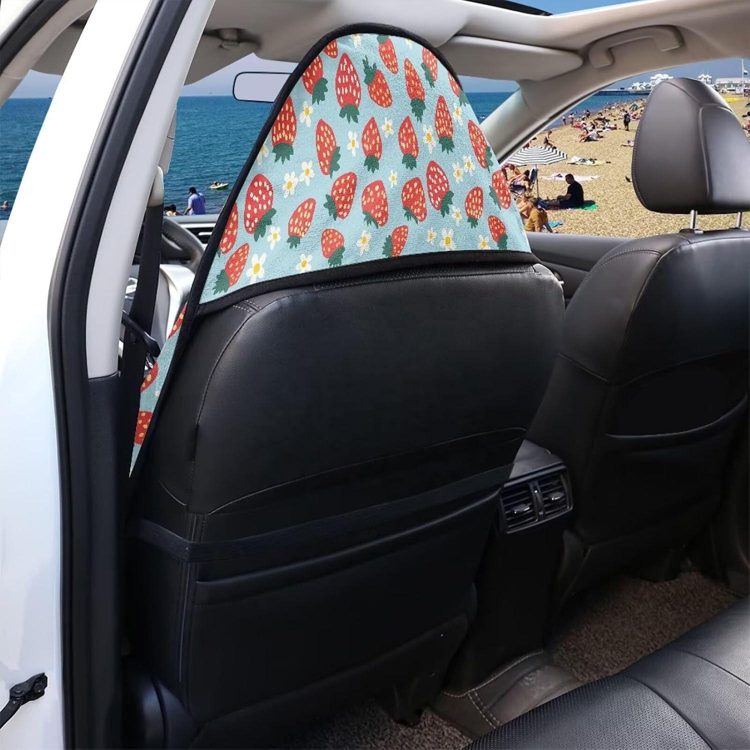 Strawberry Car Seat Towel Covers Anti-Slip Bucket Washable Sweat Towel Waterproof Front Seat Protector,Suitable for Gym Outdoor Sports Beach Swimming Fishing