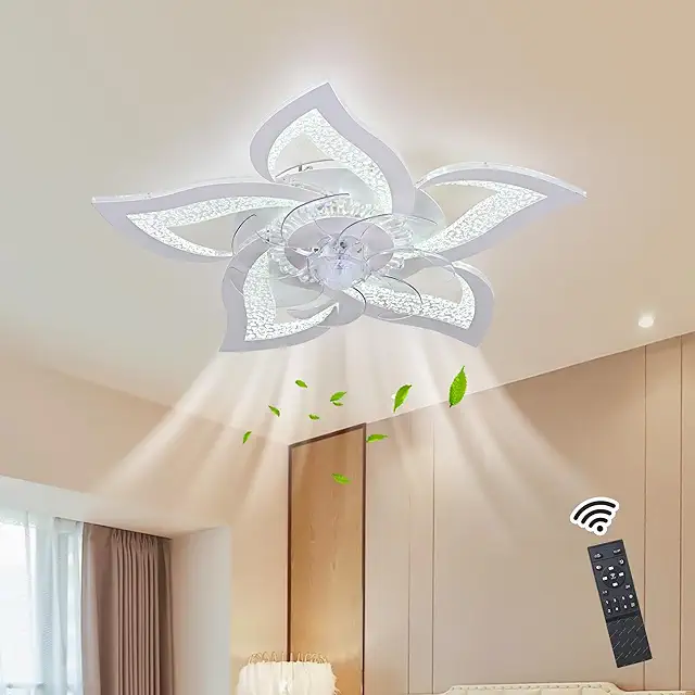 Ventilador de Techo con Luz LED Moderno - 6 Velocidades Ajustables, Blanco