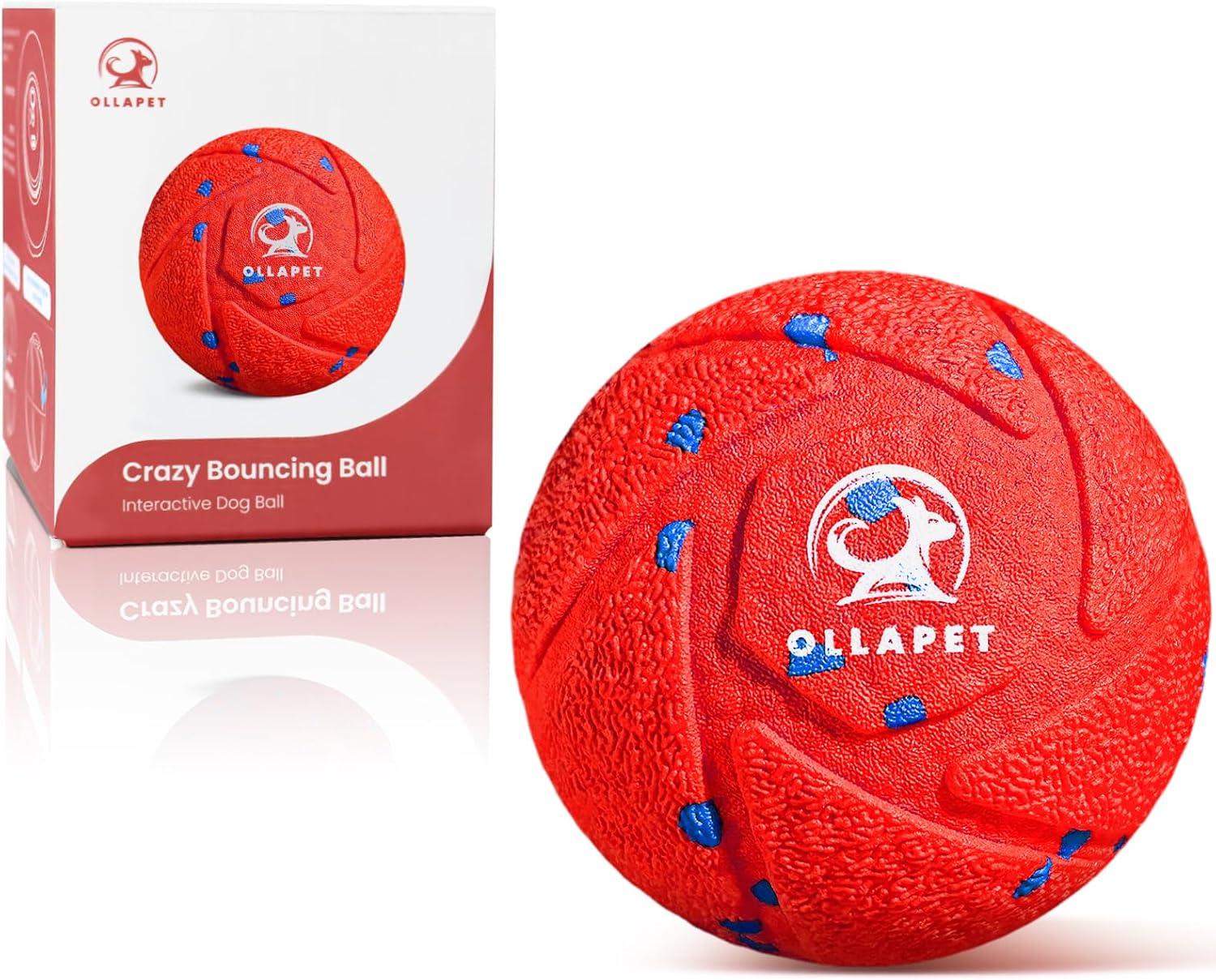 Smart Interactive Dog Toy Ball - Automatic Bouncing & Rolling, Chew-Resistant E-TPU Material, 3 Interactive Modes, IPX7 Waterproof, Smart Chase Pet Toy Ball for Medium and Large Dogs (Red)