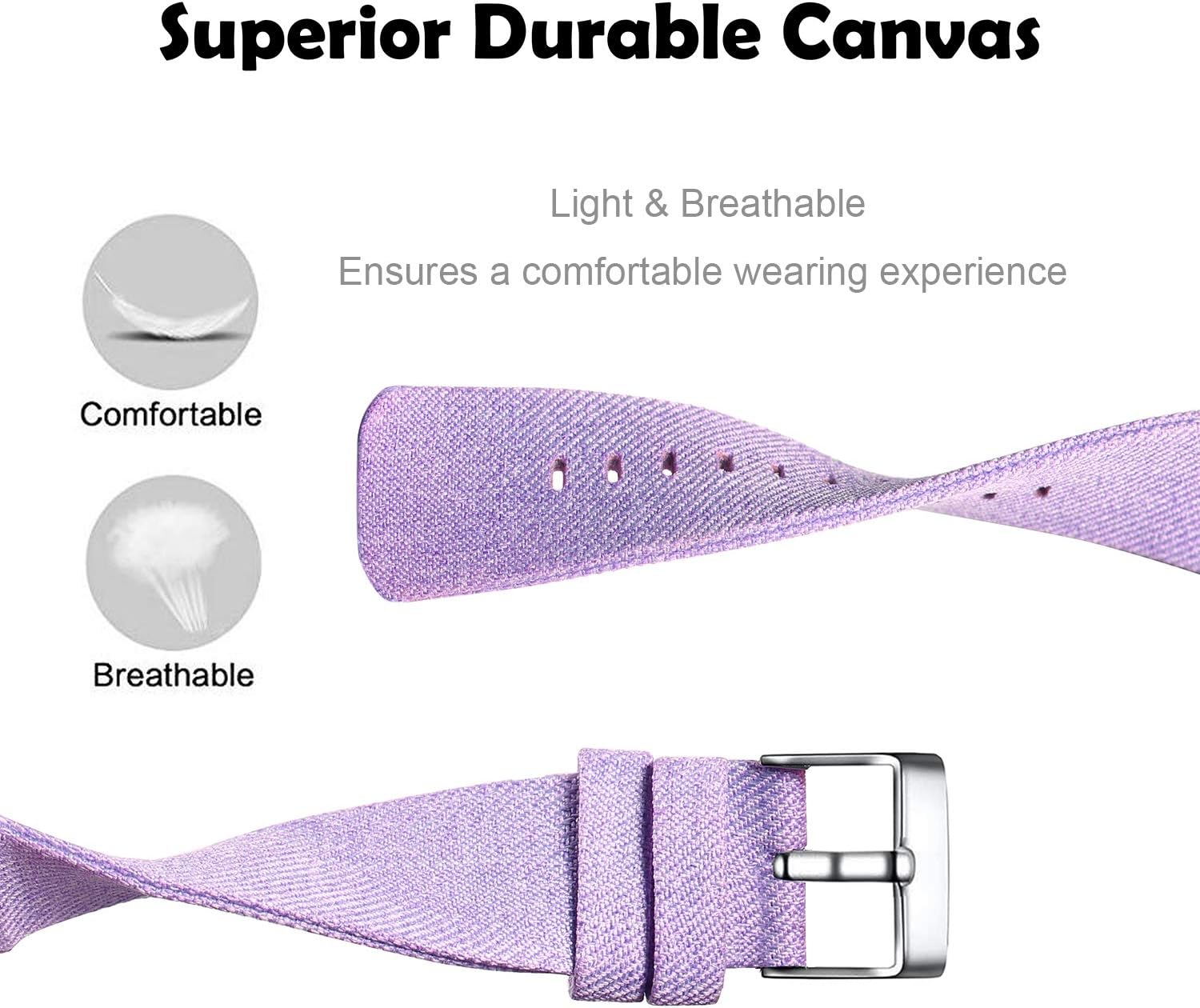bayite Canvas Fabric Bands Compatible with Fitbit Charge 2, Soft Classic Replacement Woven Straps Wristband Women Men, Rainbow Small