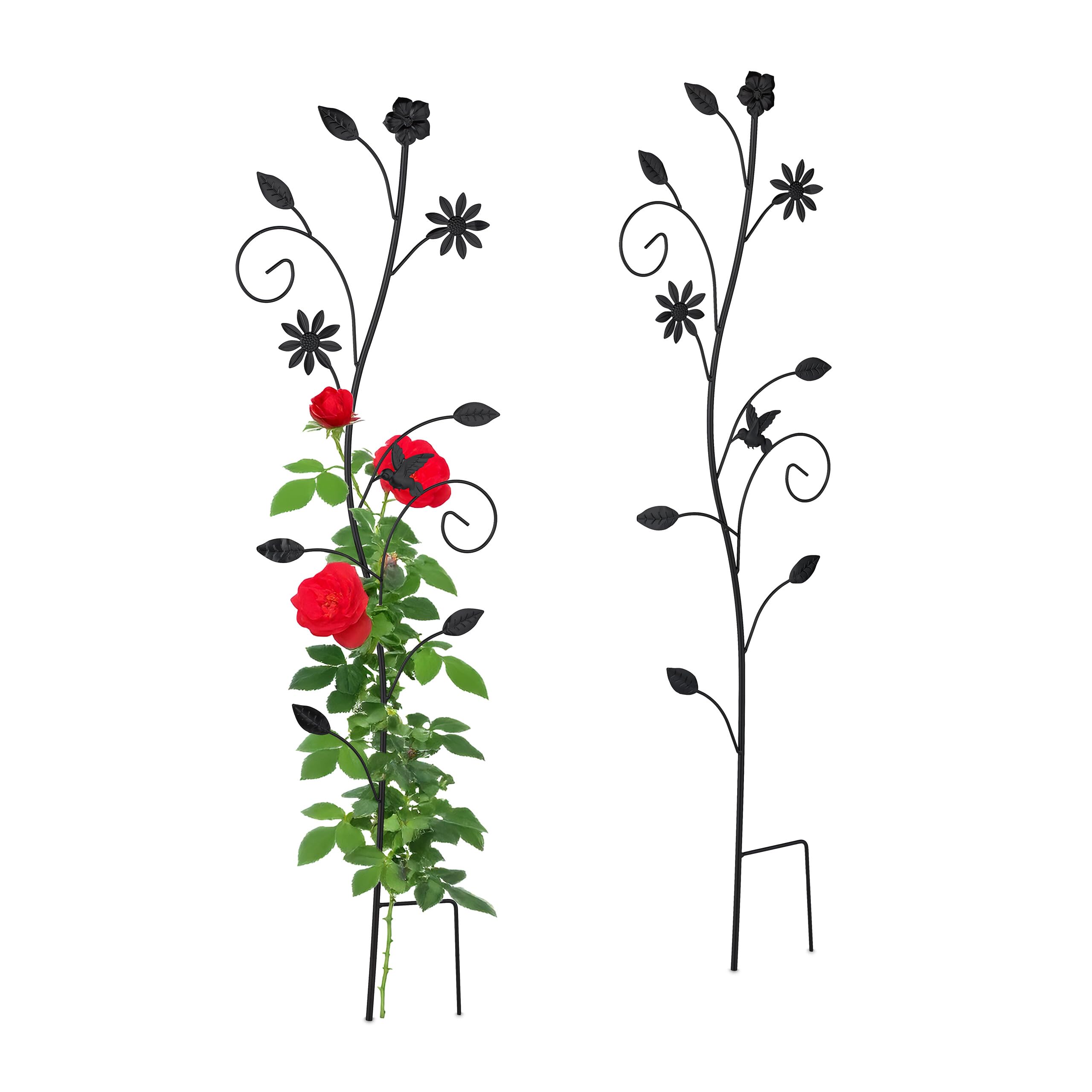 Relaxdays Supporto per Piante Rampicanti da Giardino, 2 pz. Tralicci di Sostegno per Edera, 110x34x1 cm, Metallo, Nero