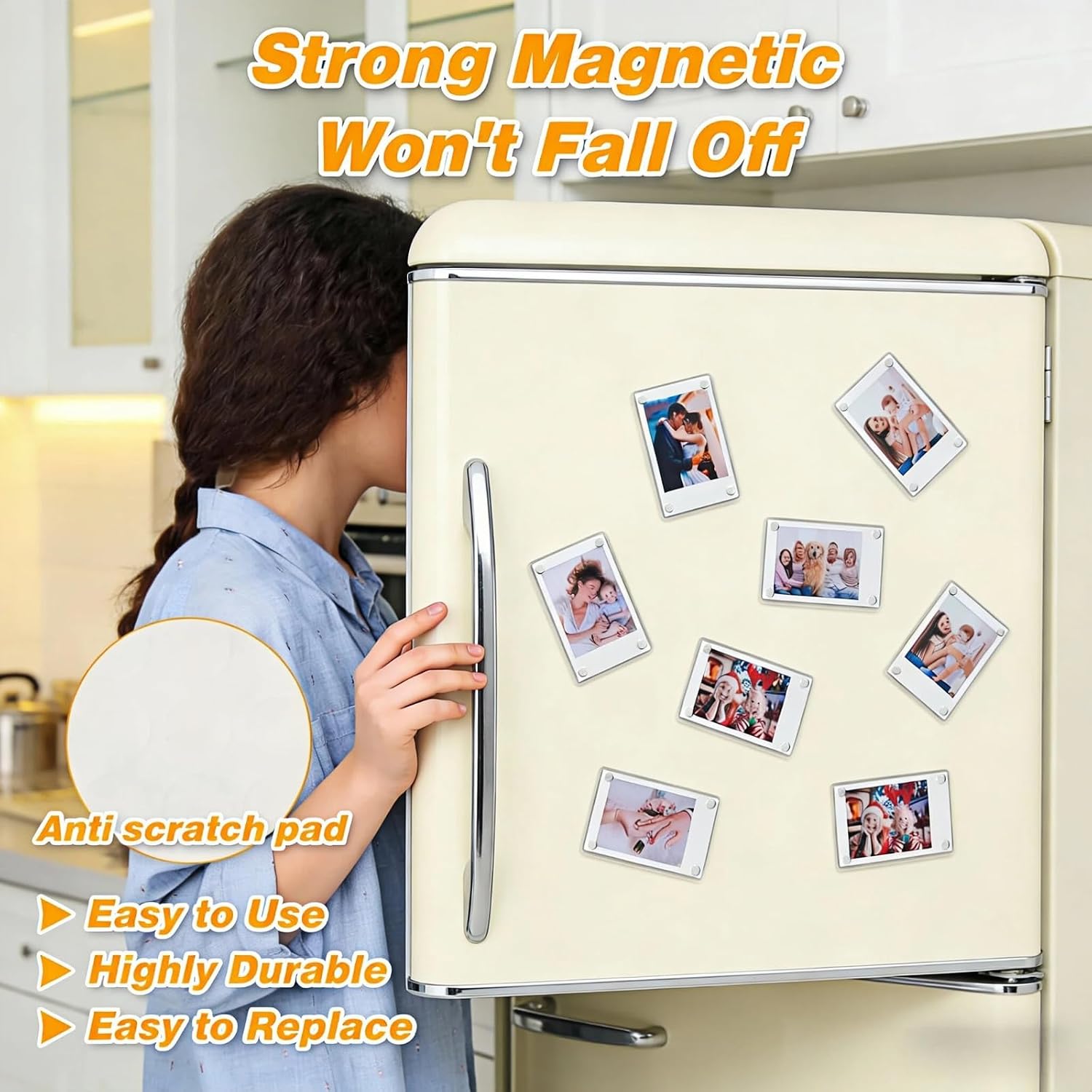 8 Pack Acrylic Magnetic Photo Frames for Fridge,2.36x3.54 Inch Double Sided Clear Mini Picture Frames,Perfect for Fujifilm Instax Mini & Polaroid Film,Refrigerator Magnet Photo Holders for Home Office