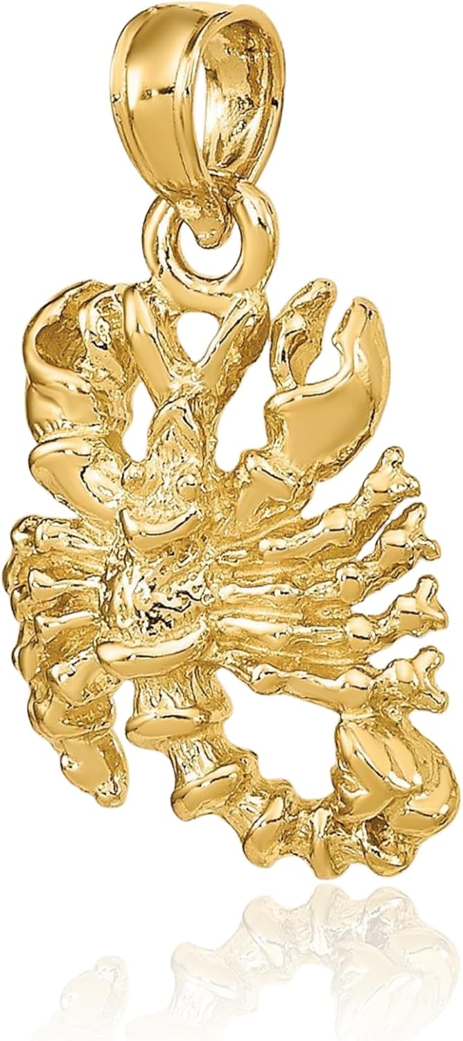 IceCarats 14K Solid Yellow Gold Small Scorpio Zodiac Pendant Necklace 16.5mm 5/8 inch 3d Sculpted, Polished, Textured, Matte For Her