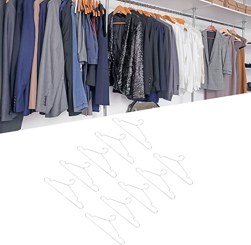Miniatura 2 de plplaaoo Perchas de alambre, paquete de 10 perchas de acero inoxidable, perchas resistentes con ranuras antideslizantes, colgador de ropa de alambre