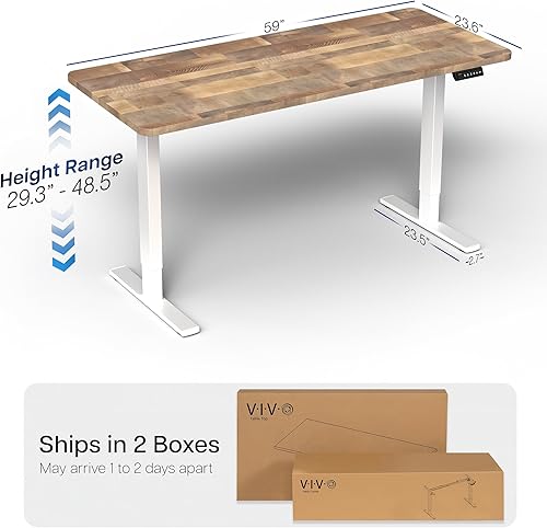 Vista 766 de VIVO DESK-KIT-1W6G - Escritorio eléctrico de pie de 60 x 24 pulgadas, ajuste de altura de memoria, serie 1B, parte superior de nogal oscuro de una