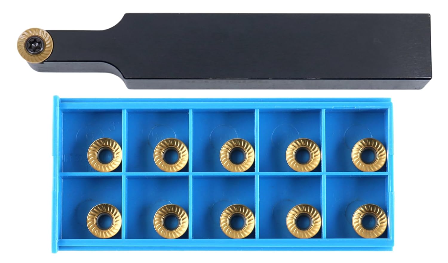 Accusize Industrial Tools SRDCN12-3B Indexable Tool Holder Kit, 3/4'' Shank, 4-1/2'' OAL, Carbide RCMT32 Insert + 10 Extra Inserts, 2376-0012INS