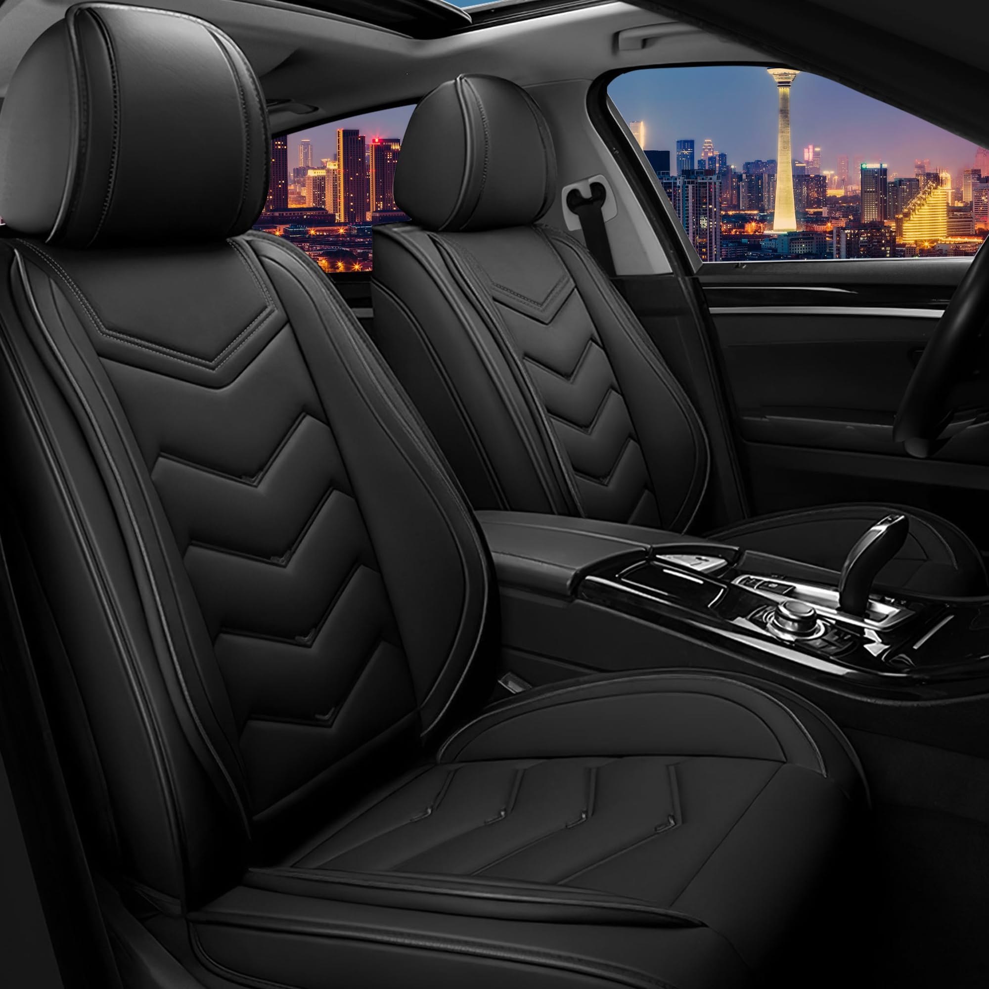 Car Seat Covers for Chevy Blazer 2019-2025, Stylish Sport Seat Covers, Premium Nappa Leather Car Seat Cover. Automobile Seat Covers Sets.(Standard 2 Seats/Pure Black)