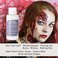 Vista 3 de Go Ho Maquillaje líquido SFX de látex (1 onza), maquillaje de monstruo zombi de Halloween, secado rápido, pintura facial blanca líquida multiusos