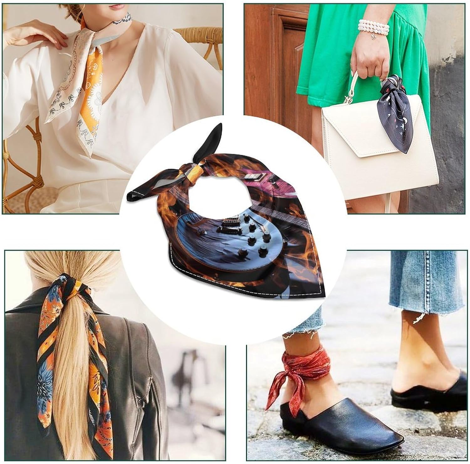 Magic Electric Guitar Music Neck Scarf for Women Silk Like Head Scarf image 3