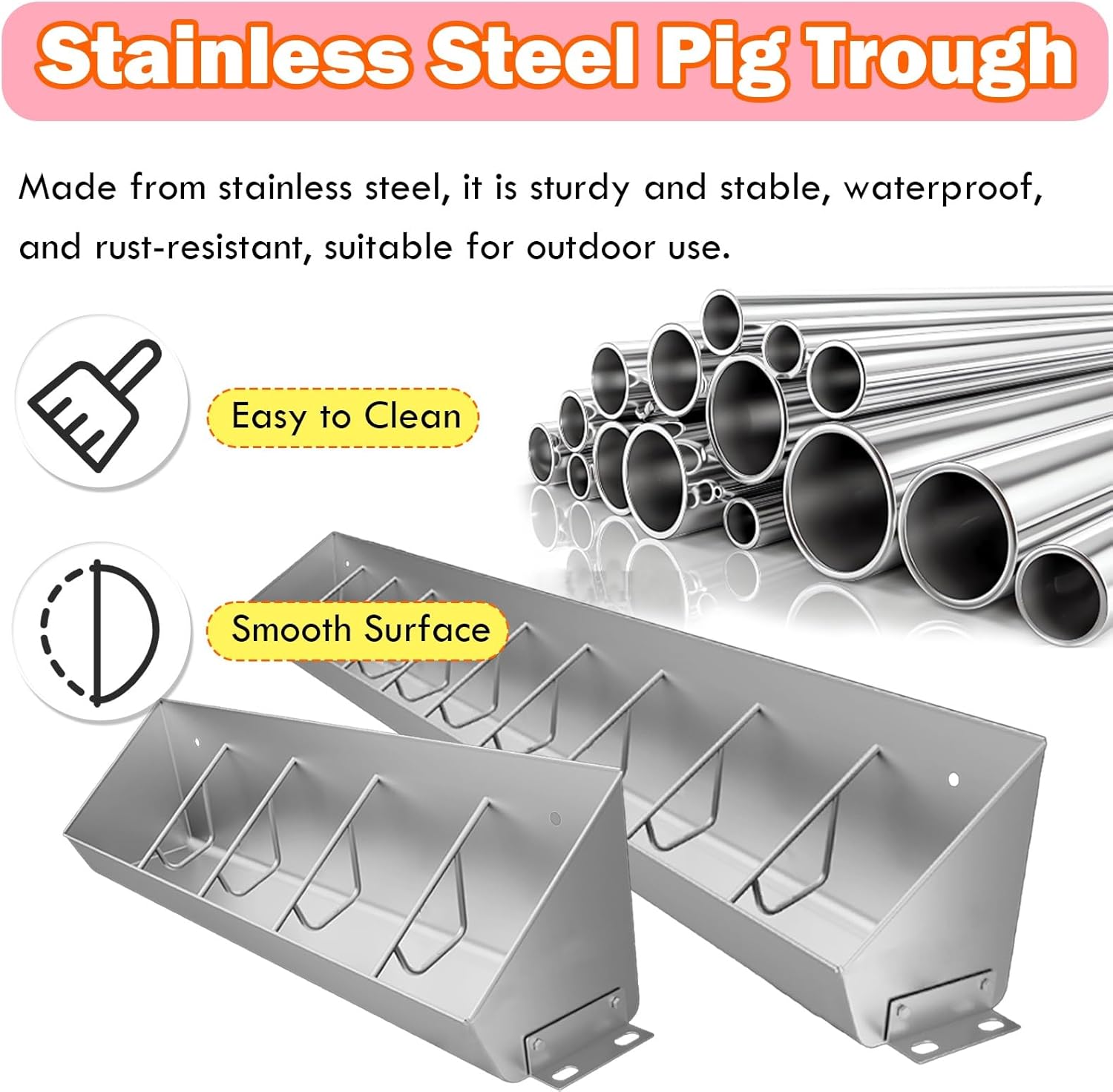牛、羊、豚、家畜用干し草給餌器、給水器、厚みのある給餌トラフ、5、8、10箇所の給餌ボウル、大容量ステンレス製給餌トラフ(100cm