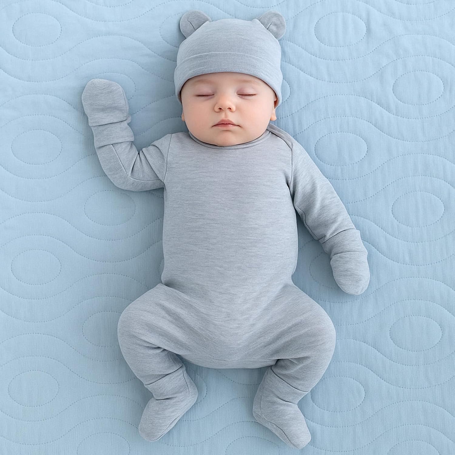 12 Pieces Baby Hats and Mittens Newborn Bear Ears Hats and Mittens Sets Cotton Baby Beanie Soft Cap Mitten Sets for 0-6 Months Boys Girls Infant Hospital Beanie Colorful - Image 5