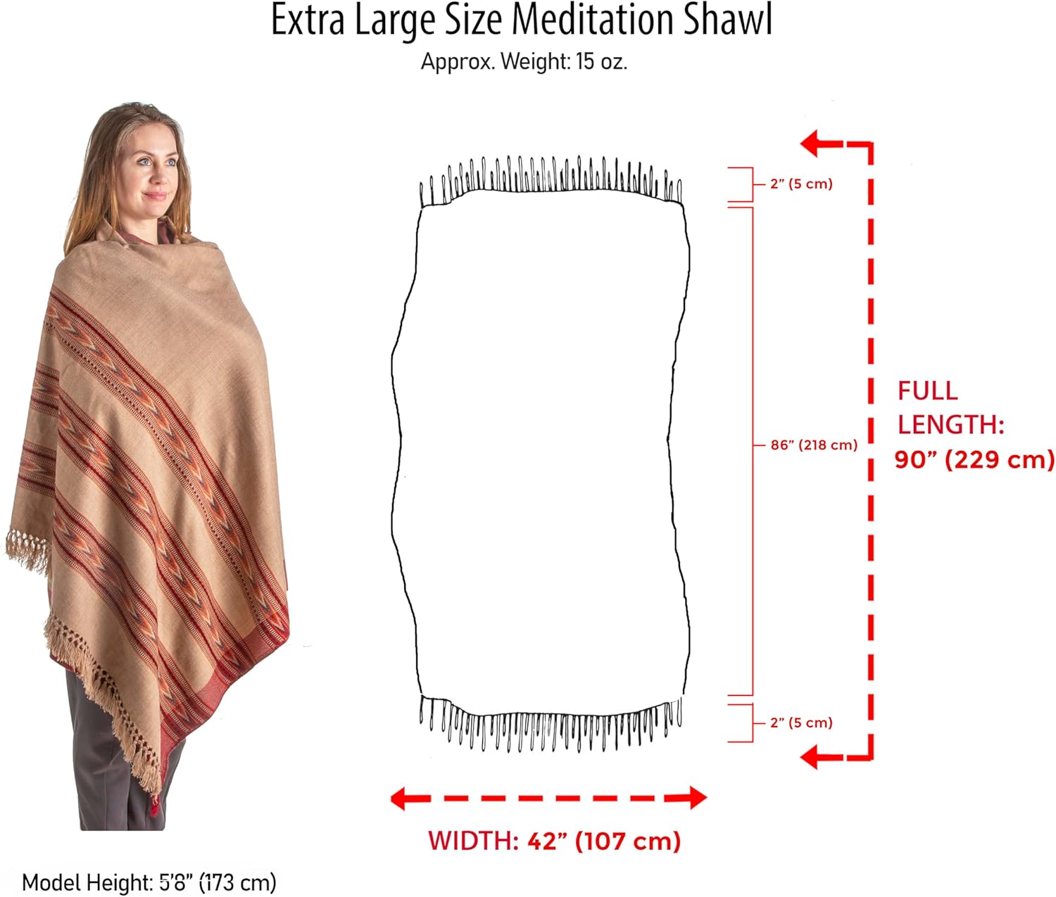 Om Shanti Crafts Meditation Shawl – Unisex Prayer Wrap, Large Scarf & Yoga Blanket – Soft, Lightweight & Multipurpose