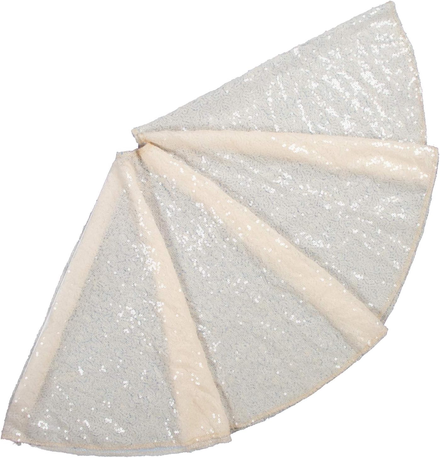 Christmas Tree Skirt 48Inch Tree Skirt Sequin Tree Skirt Ivory Tree Skirt for Christmas/Thanksgiving Day