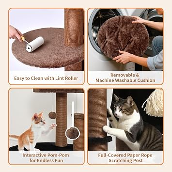64 Inches Multi Level Cat Tree Tower Indoor Large Cats Furniture(Brown)