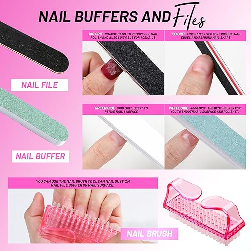 Miniatura 5 de FANDAMEI Limas y limas de uñas, kit de cuidado de uñas, juego de herramientas para cutículas de uñas, herramientas de manicura, lima de uñas, bloque