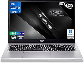 acer Aspire Silver Intel Core i7-13620H 13Th Raptor Lake Notebook 10Core 15.6" FullHD Display 16GB DDR5 5200Mhz RAM PCIe NVMe 512GB SSD Wi-Fi6 BT 2 USB Type-C Windows 11 Configured