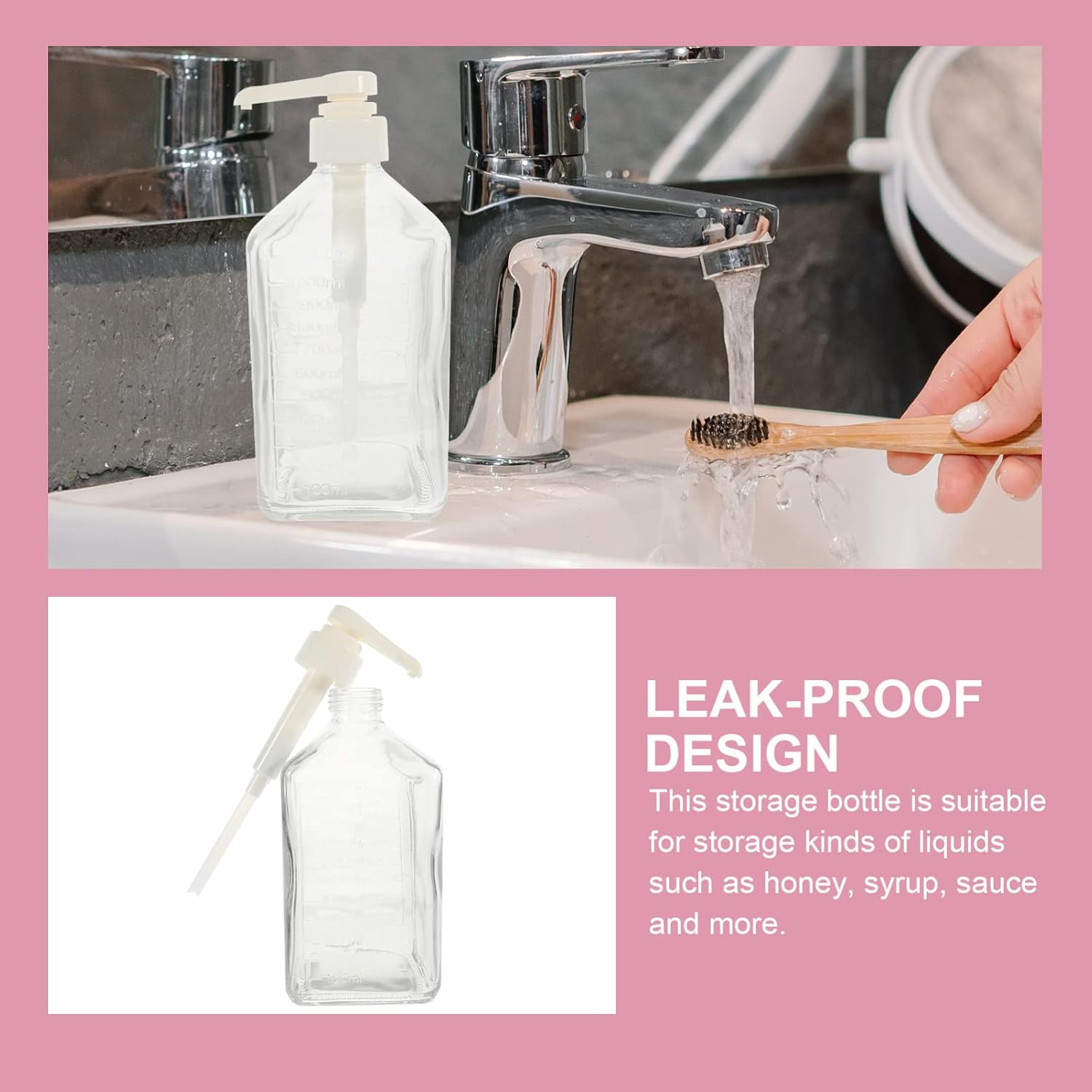 VOSAREA Transparent Squeeze Honey Bottle Hand-Press Sugar Syrup Dispenser for Kitchen Use Capacity for Shops and Home Beverage Storage