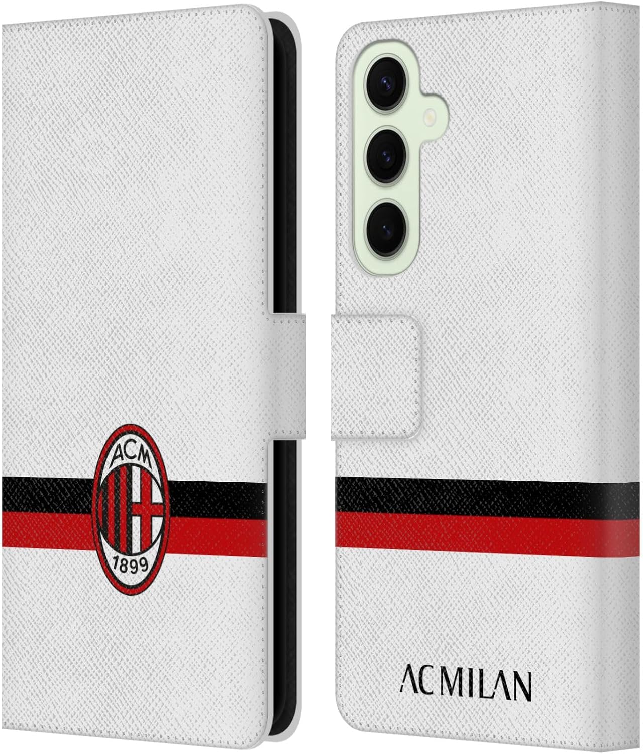 Head Case Designs Officially Licensed AC Milan White Crest Leather Wallet Case Compatible with Samsung Galaxy S25+