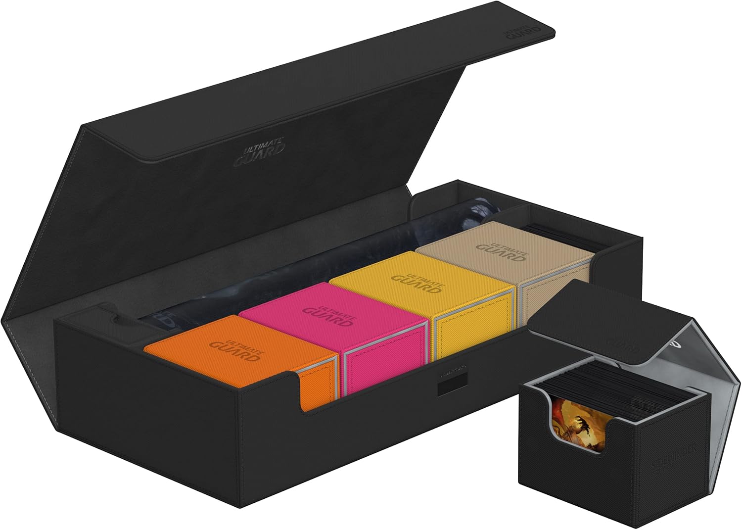 Ultimate Guard Superhive 550+, Deck Case for 550 Double-Sleeved TCG Cards, Black, Compatible with Boulders, Magnetic Closure & Microfiber Inner Lining